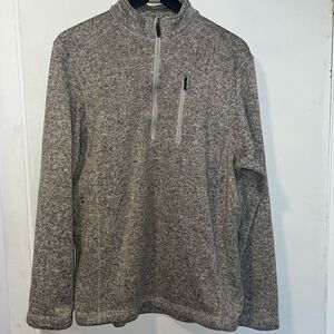 WOOLRICH Heather Gray 1/4 Zip Fleece Pullover Sweater-L